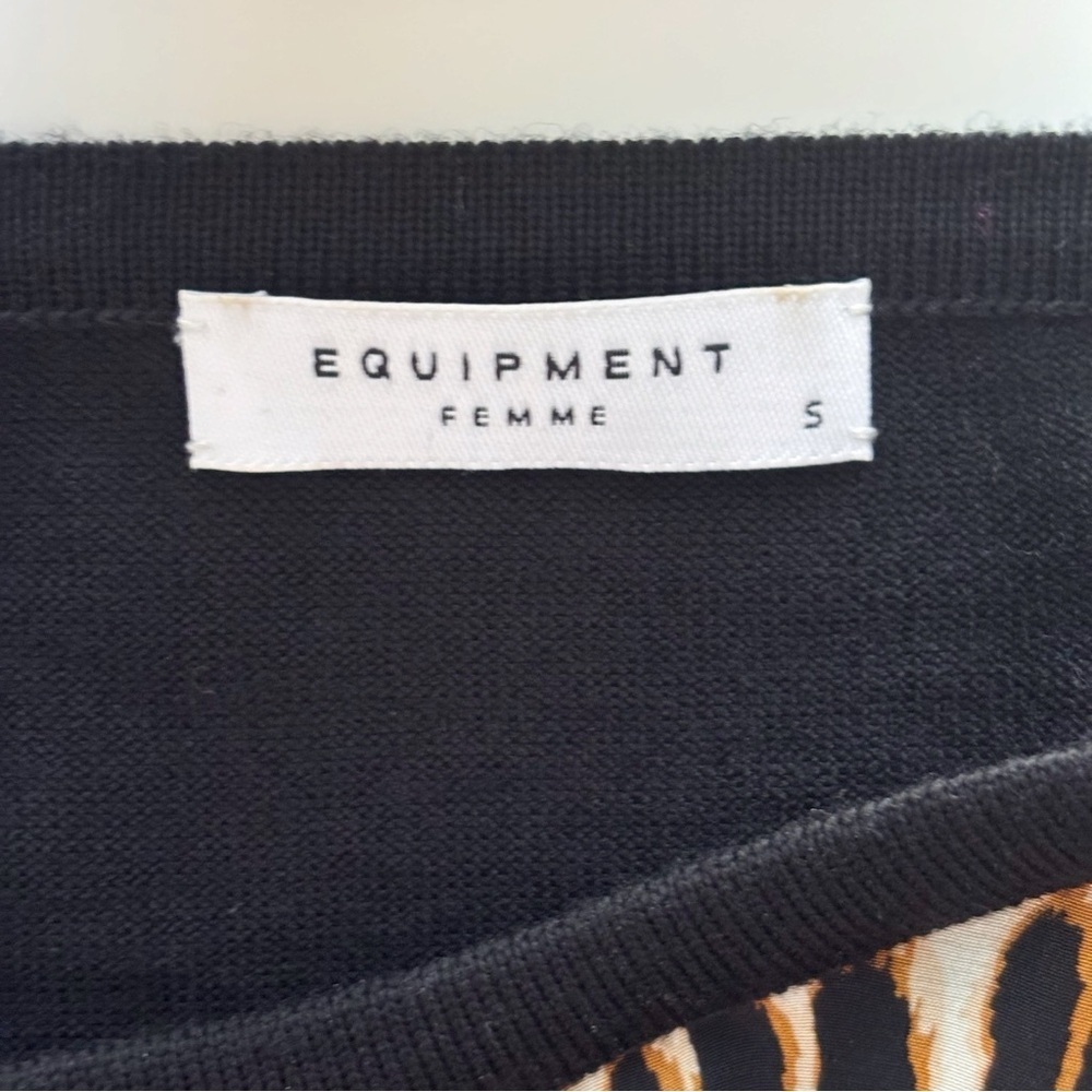 Equipment Leopard Print Wool Silk Blend Pullover Sweater Small - Picture 5 of 8